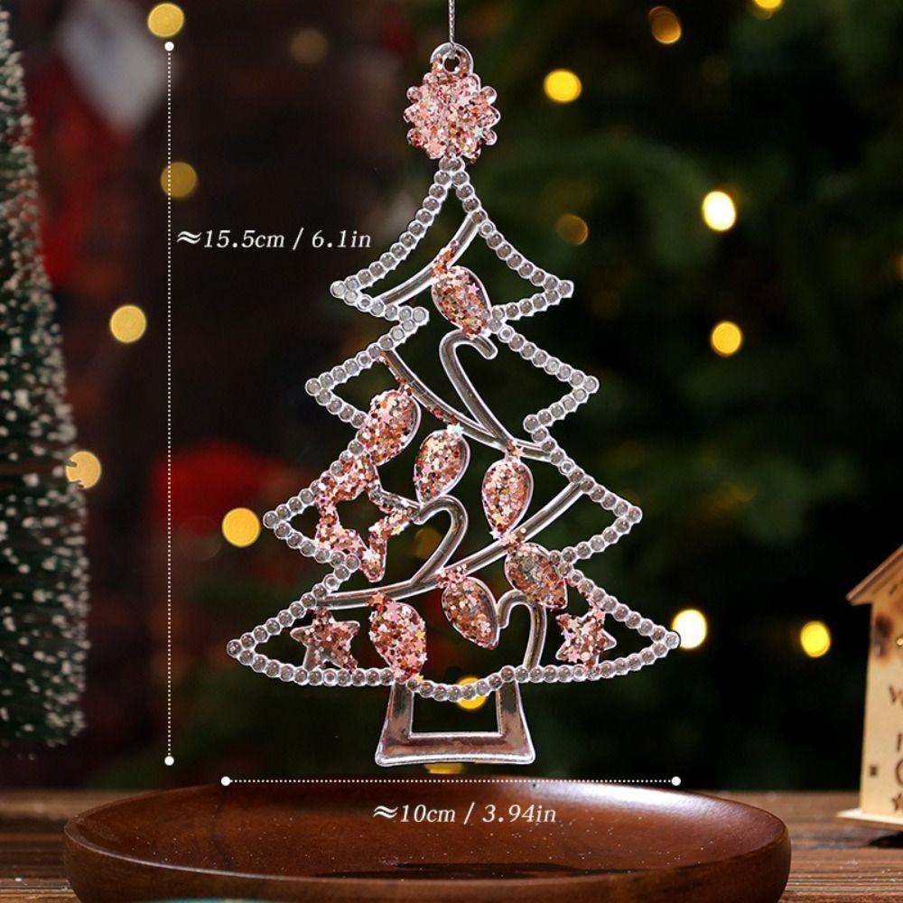 Acryl-Weihnachtsflocken-Anhänger Glitzer Kristallklar Weihnachtsbaum-Hänger Schneeflocken-Design Elchkrone Hängende Ornamente