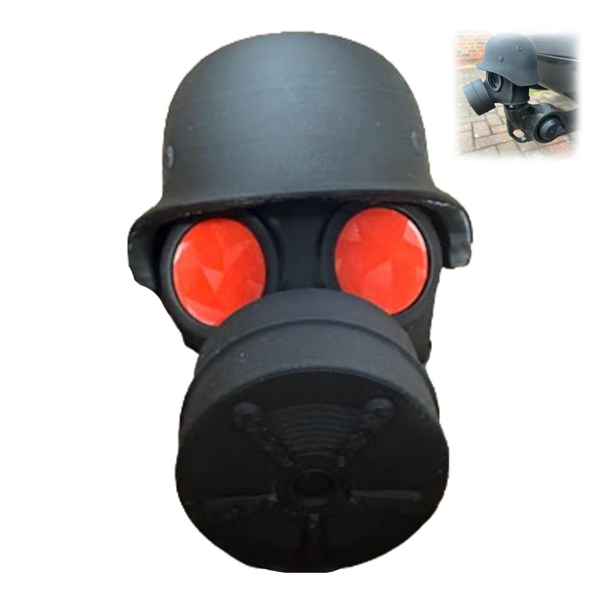 

Trailer Hitch Cover With Steel Helmet And Gas Mask 3D Printed Trailer Hitch Ball Cover Prevent Receiver Tube From Rusting червоний