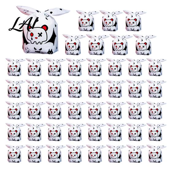 Decorative Biscuit Packaging for Kindergarten 48 Pcs Halloween Candy Bags Kids Trick or Treat Goodie Cute Rabbit Cartoon Goody Bags Holiday Ear Small