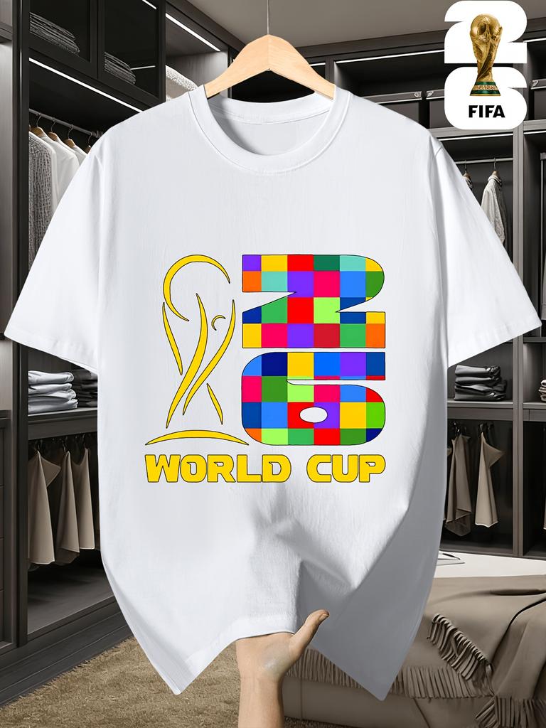 Men'S Short-Sleeve T-Shirt Featuring a Fun FIFA Football Design for The 2026 Usa-Canada-Mexico World Cup, Perfect for Street Style.