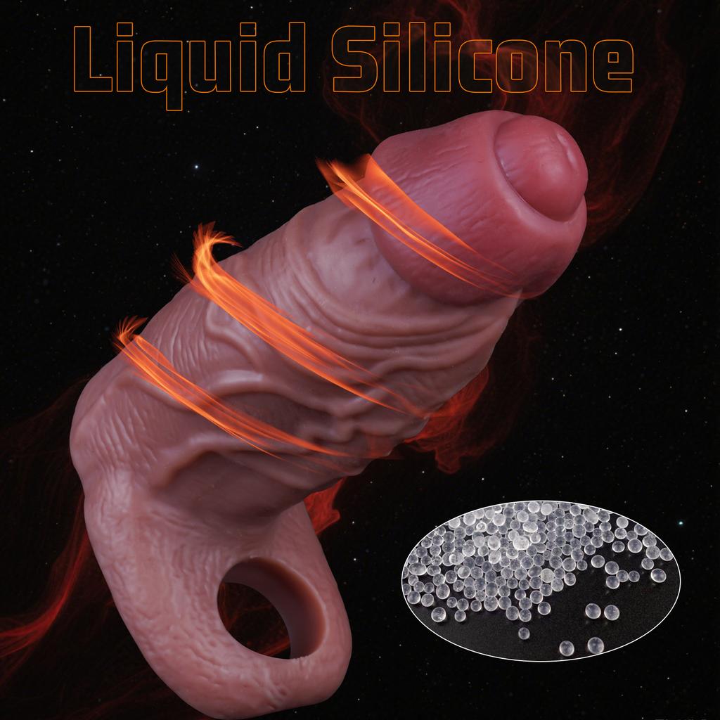Reusable Liquid silicone Condom Enlargement Penis Sleeve Extender Enhancer Penis Cocks Cover Adult Sex Toys For Men
