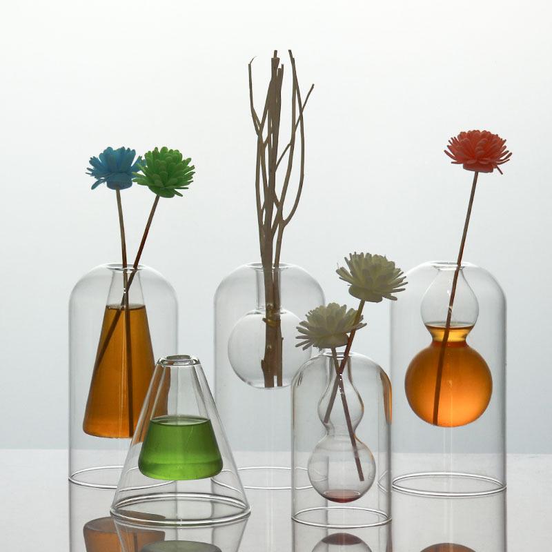 Hydroponic Flower Pot Small Bottle Double Layer Glass Aromatherapy Bottle