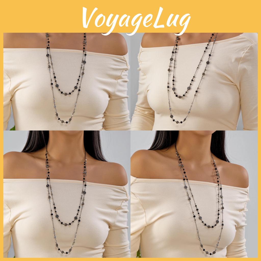 Retro Alloy Layered Female Necklace With Flower Motif For Summer Fashion Accessory