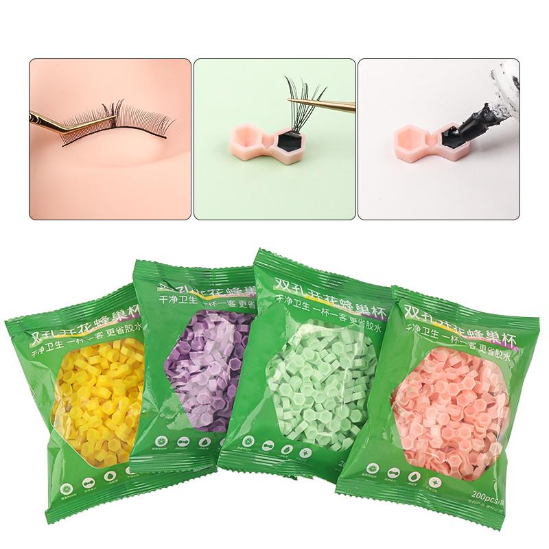 111pcs Eyelash Extension Glue Cup 1 Hole Honeycomb Tattoo Ink Pigment Holder Container Grafting Eyelashes Auxiliary Makeup Tool