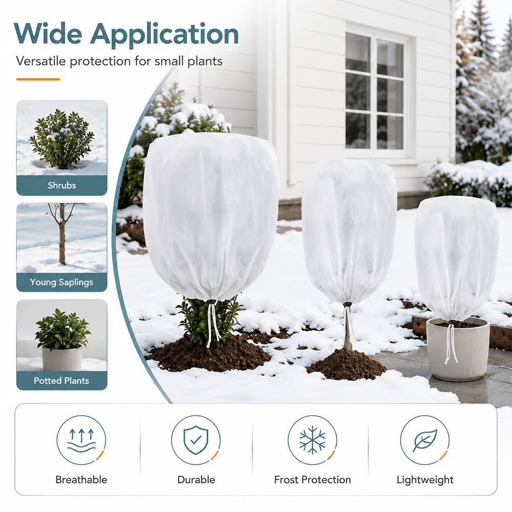 5pcs Frost Protection Cover Set,Suitable for Cold Weather Gel Clothes,Plant Winter Frost Protection Cover, Fabric Drawstring Cold Insulation Bag