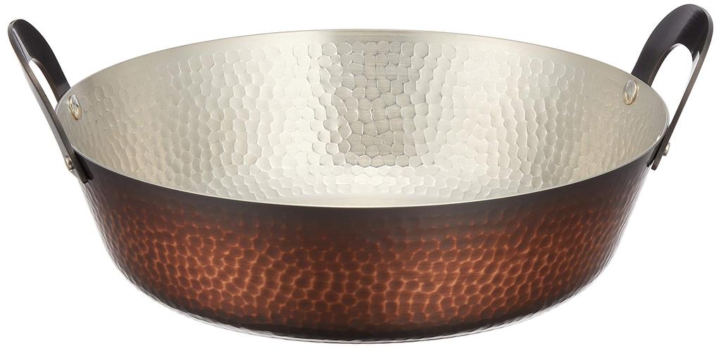 Shinko Metal Tempura Pot, Plain Copper, 21cm, IH Compatible, Mini Tabletop Tempura Pot FS-104IH