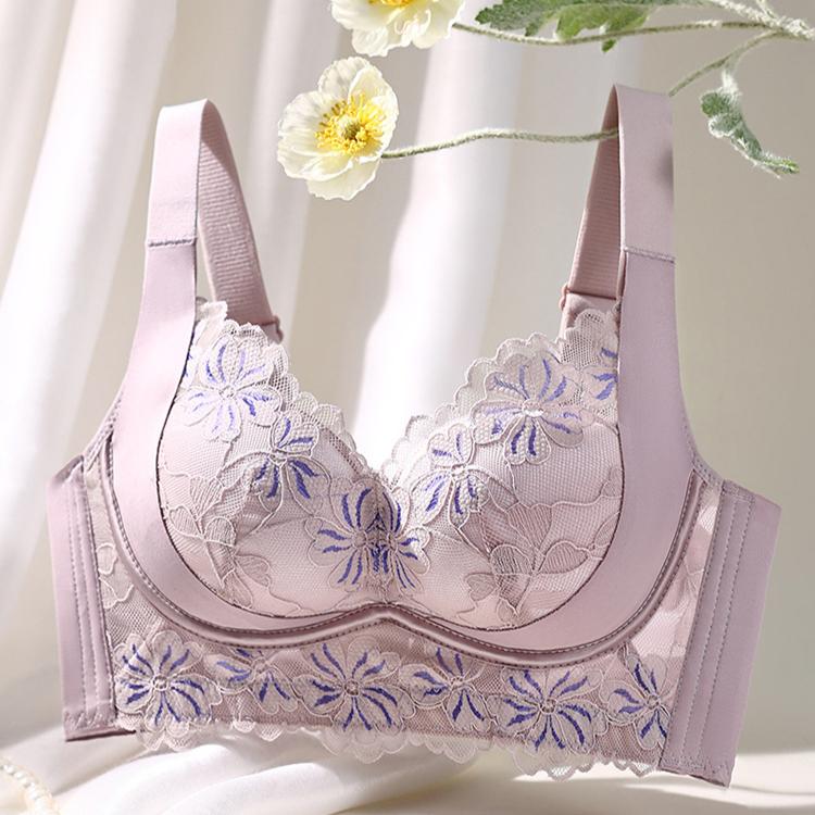 Justerbara underkläder Dam Samlande BH Dam Spets Tunn BH Anti-hängande BH Push Up BH