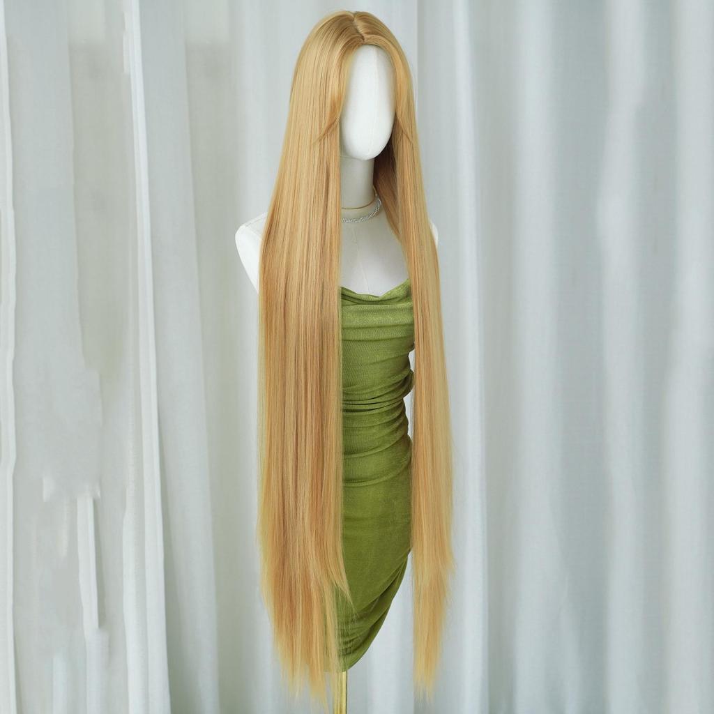 Rapunzel Kostüm Peruk Ekstra Uzun Sarı Düz Saç | Cadılar Bayramı ve Cosplay | Doğal Görünüm | Hafif Ayarlanabilir Başlık (Kadınlar için mükemmel)