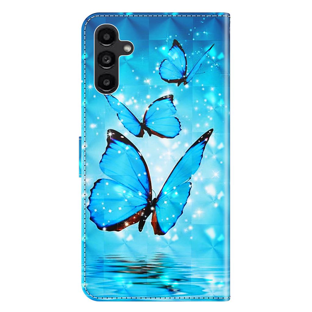 For Samsung Galaxy A55 5G Magnetic Phone Case 3D Pattern Folio Stand Cover with Wrist Strap