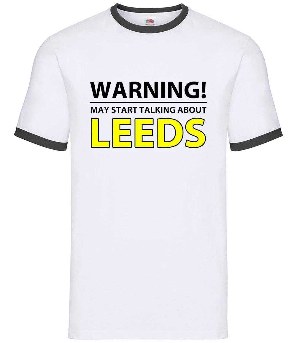 May Talk About Leeds - Mens Ringer - United Gifts Whites Elland Road Fan Love XS