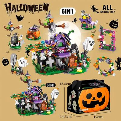 Halloween Pumpkin Ghost House Building Blocks: Educational Toys for Kids
