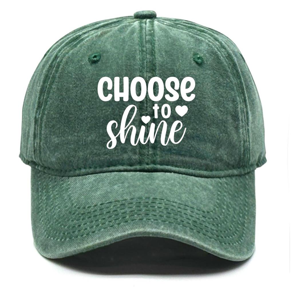 Choose To Shine" Print Adjustable Baseball Hat, White Text Trucker Hat Inelastic Cozy Breathable Slouchy Snapback Baseball Cap