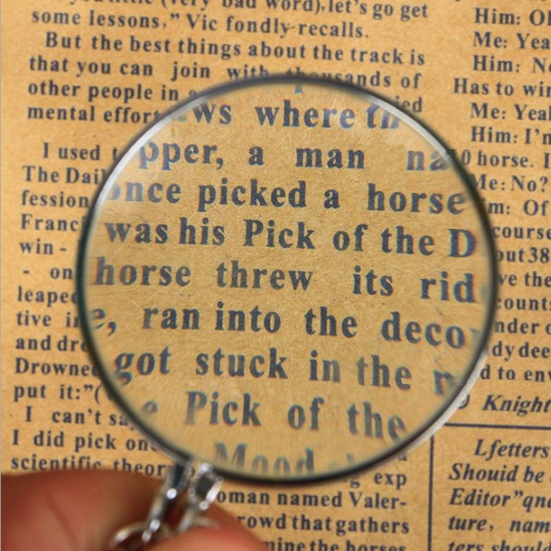 Necklace Jewelry Optical Magnifier with Chain Necklace Neckglasses Portable Monocle for Reading Collecting Library Gift