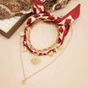 Salircon 3 Stück/Set Böhmischer Charm-Band-Halskette Damen Goldfarbe Sonnenblume Mond Herz Anhänger Choker-Halskette Schmuck Geschenk