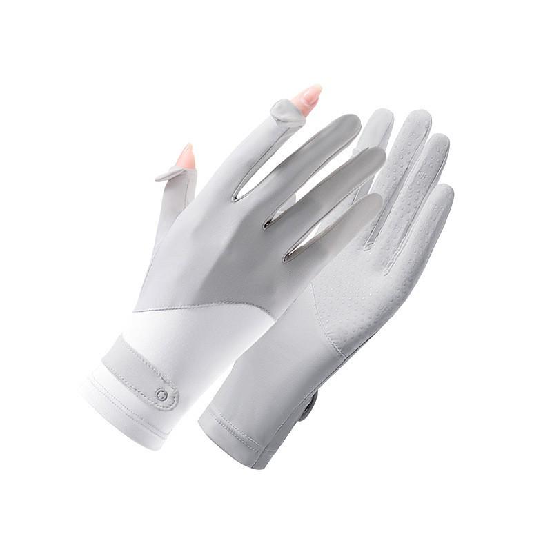 Women's UV Protection Fingerless Gloves: Thin Ice Silk, Breathable, Non-slip, Touchscreen Compatible for Driving & Cycling