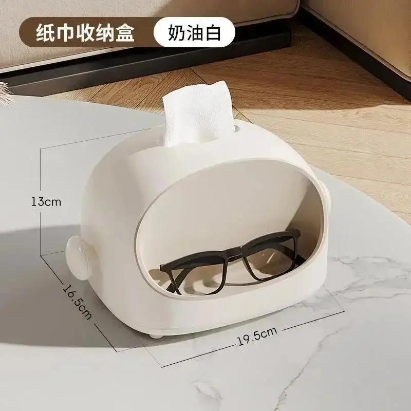 Solid Color Cute Shape Multifuction Tissue Holder Ins Style Dustproof Cute Ear Tissue Box For Living Room Napkin Box Storage