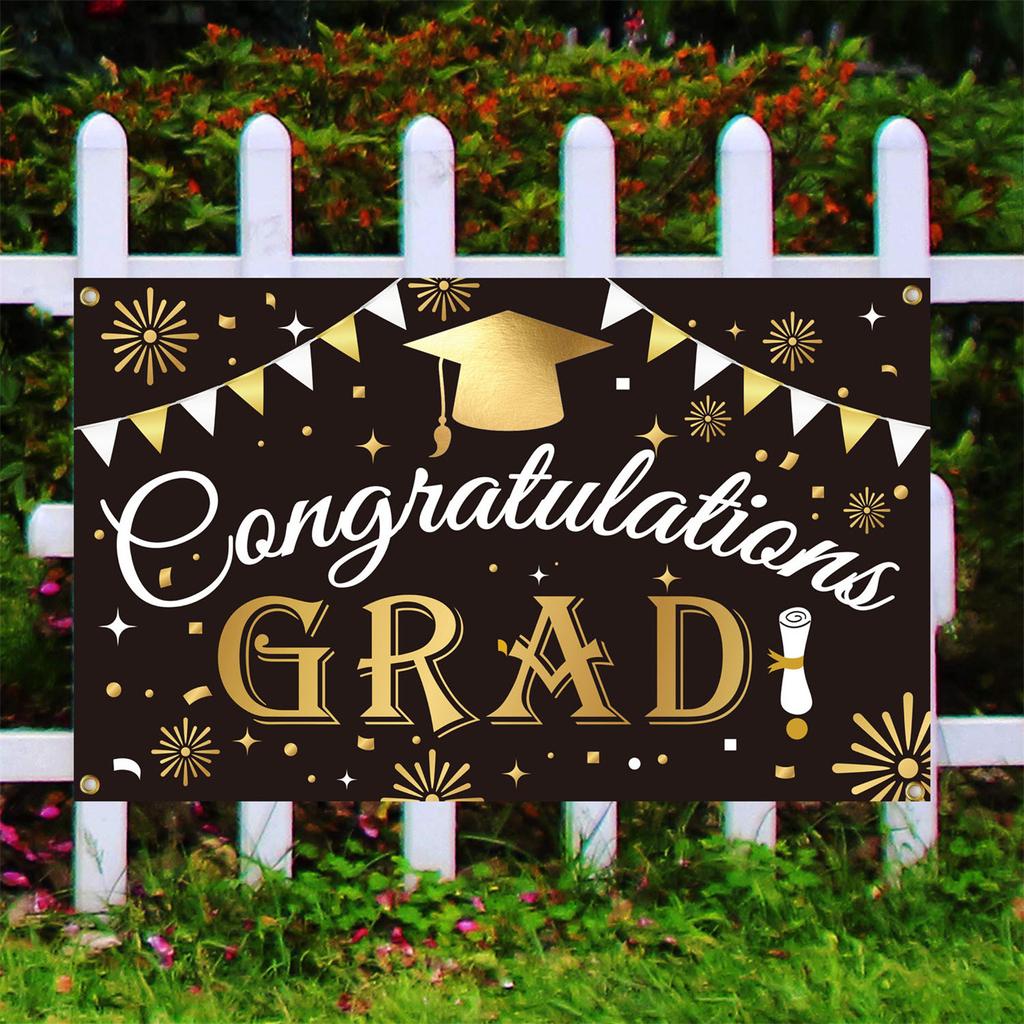 Graduate Banner Decoration Congratulations Banner Graduation Party Photo Background Decoration