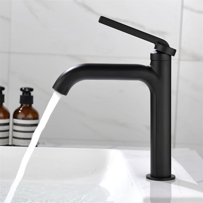 Tuqiu New Basin Faucet Black Chrome Basin Faucet Cold And Hot Brass Mixer Sink Tap Single Lever Deck Mounted Water Tap