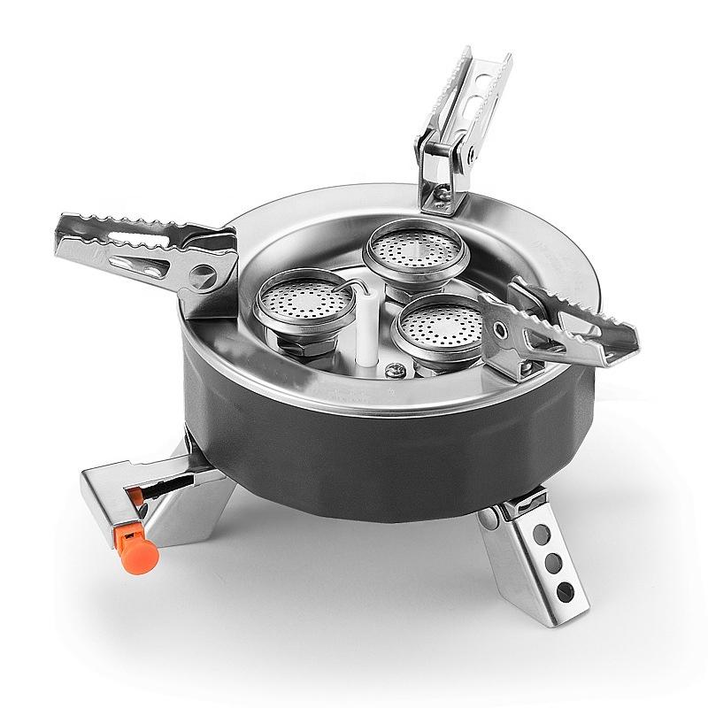 Outdoor High-power Three-head Cassette Stove for Portable Camping Picnic Cookware Mini Butane Gas Cylinder Ignition Custom бежевый