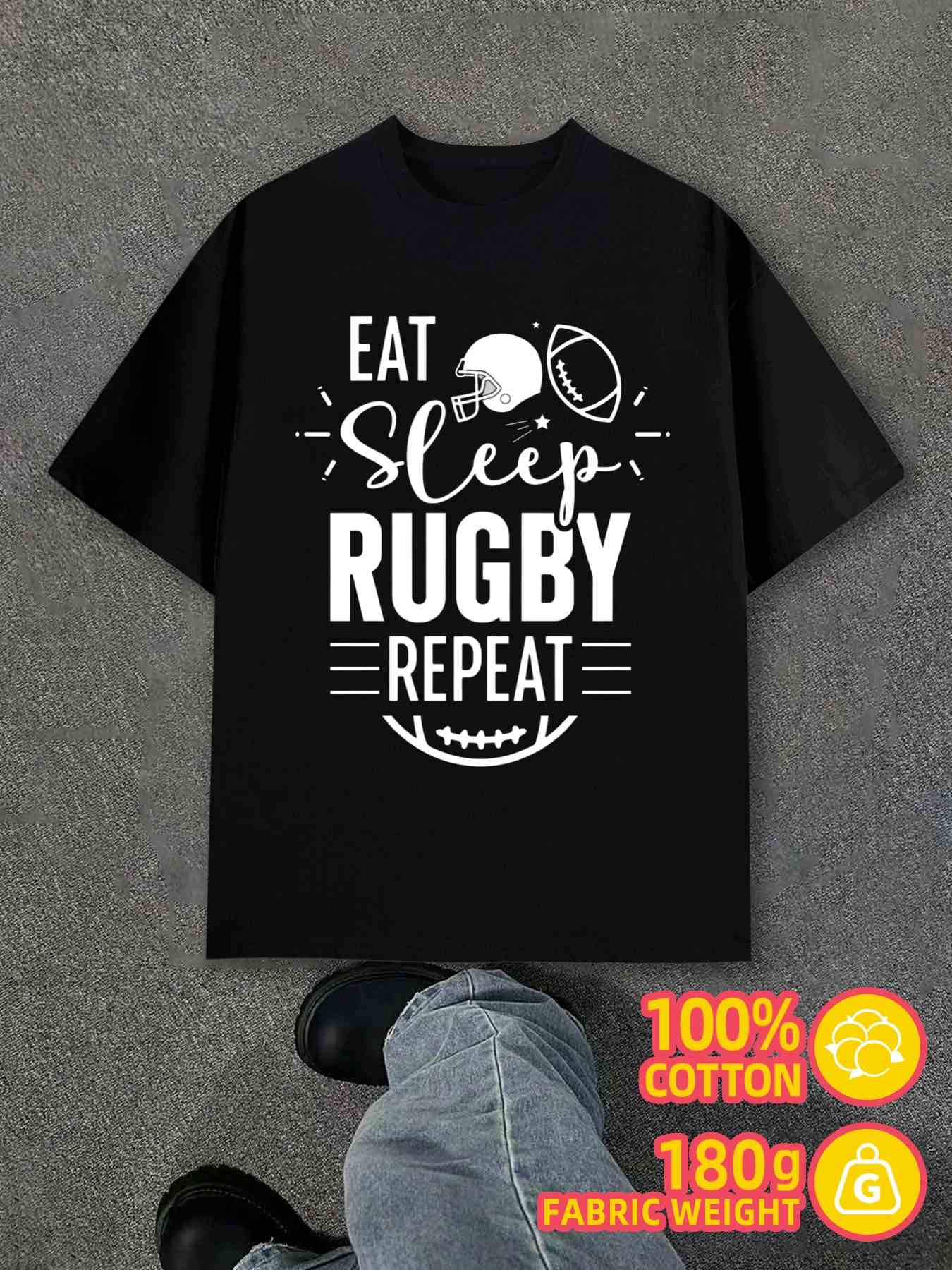 

Men s Product Y2K 100 Eat Sleep Rugby Black Regular Fit 2XL