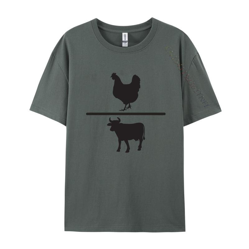 Vintage Chicken Vs Cow Tshirt Printed Tee Shirts Vintage High Quality New Tops Adult Clothing Oversize