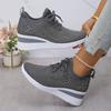 Mode Herbst Damen Glänzende Strass Keil Sneakers Atmungsaktive Strick Laufschuhe Frau Übergröße Mode Dicke Sohle Vulkanisierte Schuhe