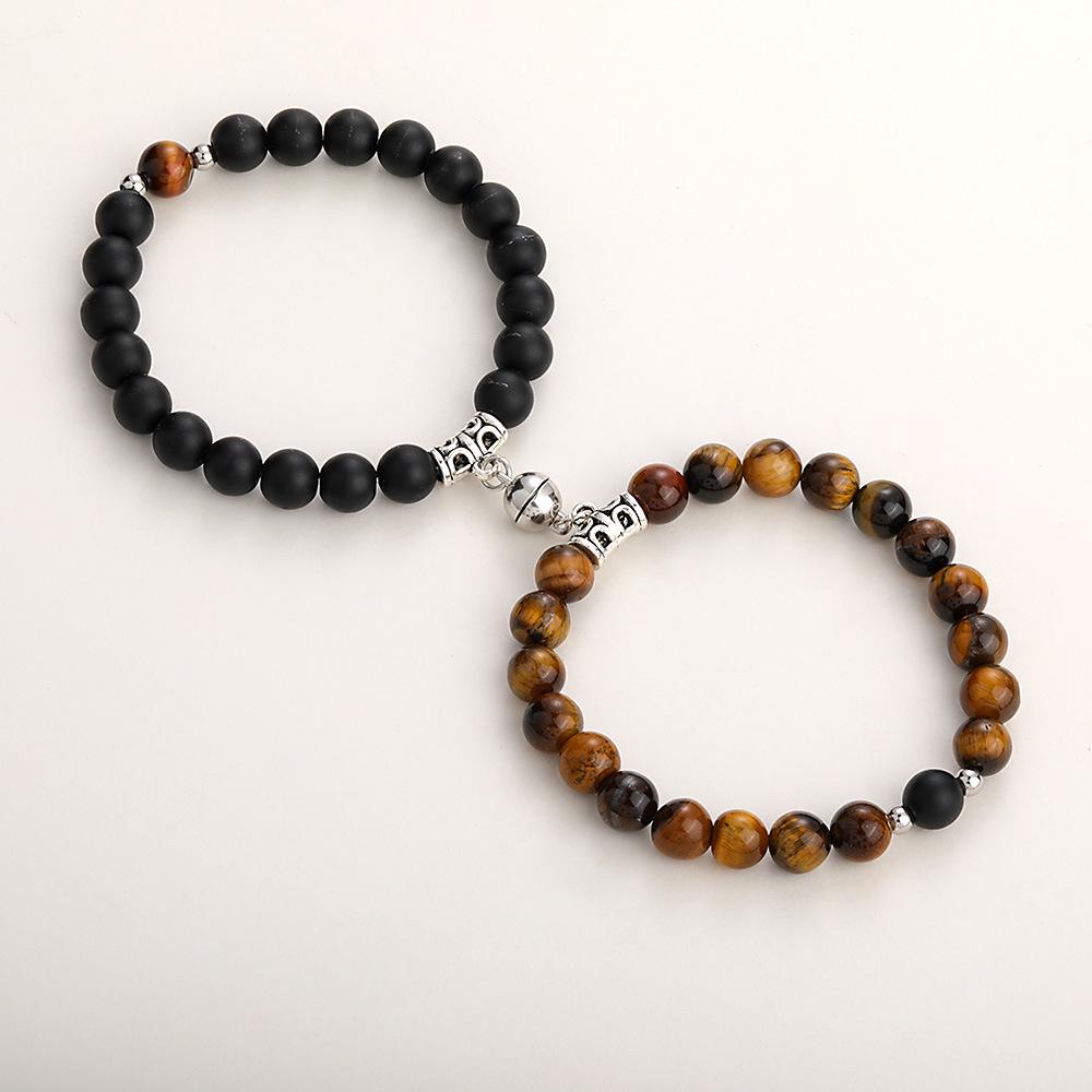 Natuurlijke Tijgeroog Steen & Legering Magnetische Koppelarmband - 2025 Bestseller