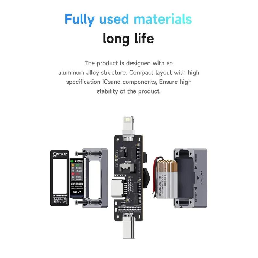 Mechanic T-824 No Disassembly Required Mobile Phone Tail Insertion Detector Digital Display Current Power Check Independent Pin
