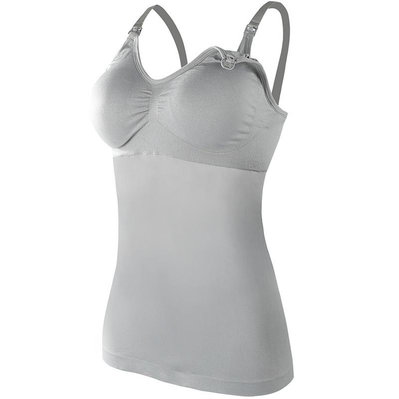 Seamless Nursing Cami Postpartum Shapewear Tank Top with Adjustable Straps S серый
