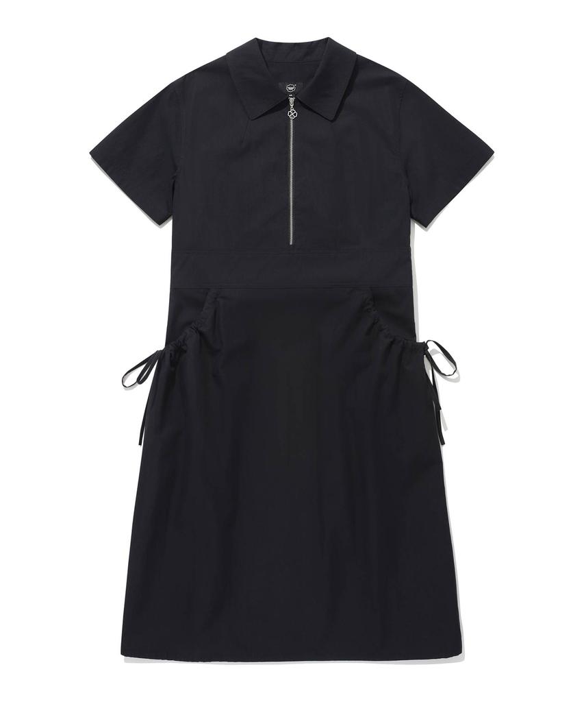 Covernat Woman Collared Zipper Dress Black