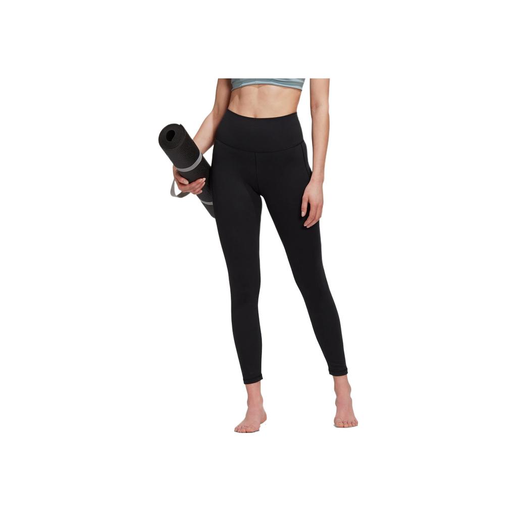 Adidas Solid Color Logo High Waist Leggings Women Bottoms Black HC6637