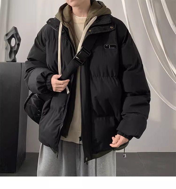 Men's Trendy American-Style Faux Two-Piece Down Coat - Winter Hooded Loose Fit for Cold Protection