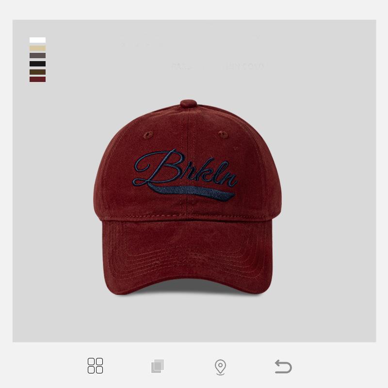 

Retro red white versatile face small baseball cap women and men big head circumference wide brim casual cap M（56-58cm）