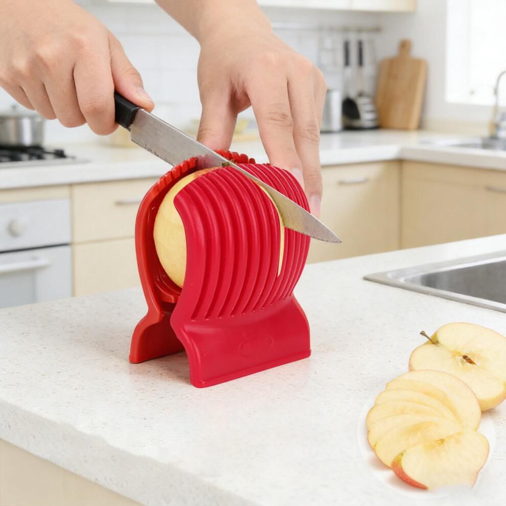 Multiuse Slicer Holder With Firm Grip Ergonomic Dividers Design For Precise Cuts Slicing Shredding Tomatoes Lemons Potatoes Round Fruits Vegetables