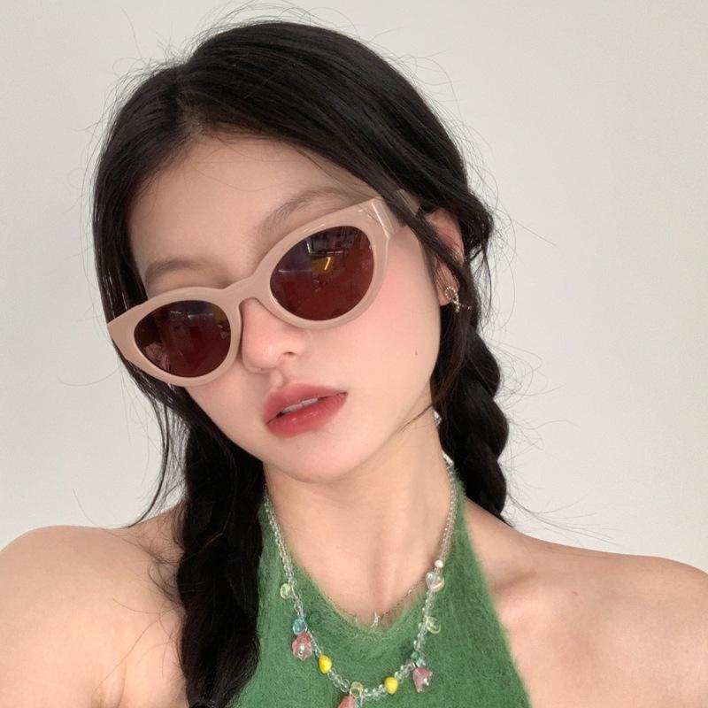 Green Frame Brown Sunglasses For Women'S High-End Sense Of Tide, Big Face And Thin Sunglasses -