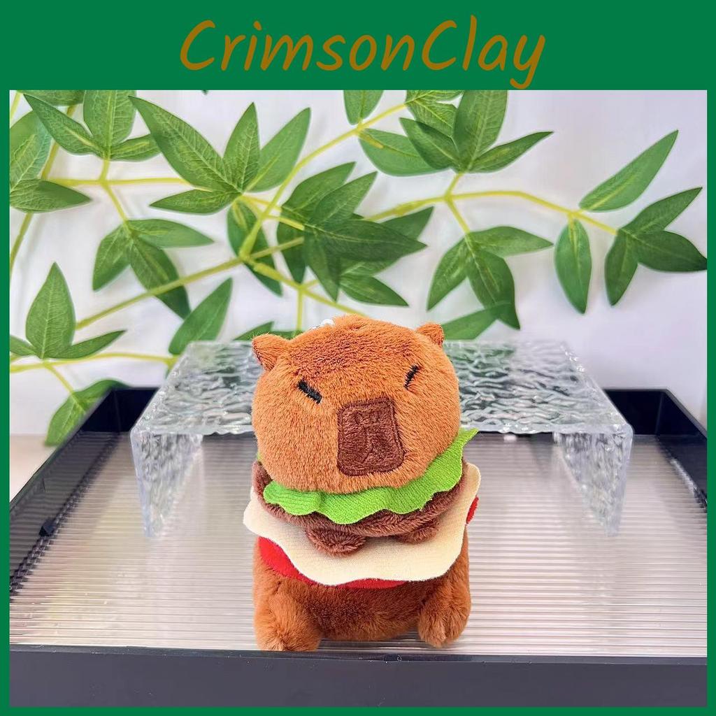 Hamburger Capybara Unique Plush Toy Keyring Perfect Size For Backpack And Accessories Bag
