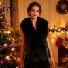 Solid Color Sleeveless Jacket Women's Faux Leather Vest Open Front Moto Biker Simple Women Gilet with Fur Collar Fall Winter Thick Outerwear