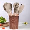 12-Piece Silicone Wood-Grain Non-Stick Cookware Set with Heat-Resistant Spatula and Spoon