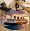 RMS Titanic Pattern Round Rug, Indoor/Outdoor Mat, for Picnic, Gameroom, Bedroom, Office, Living Room, Home Decor Carpet, Birthday Gift