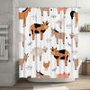 Farm Animal Pattern Shower Curtain Cute Cow Sheep Chicken Goat Pig Horse Design For Bathroom Decor White With Black Border (180X