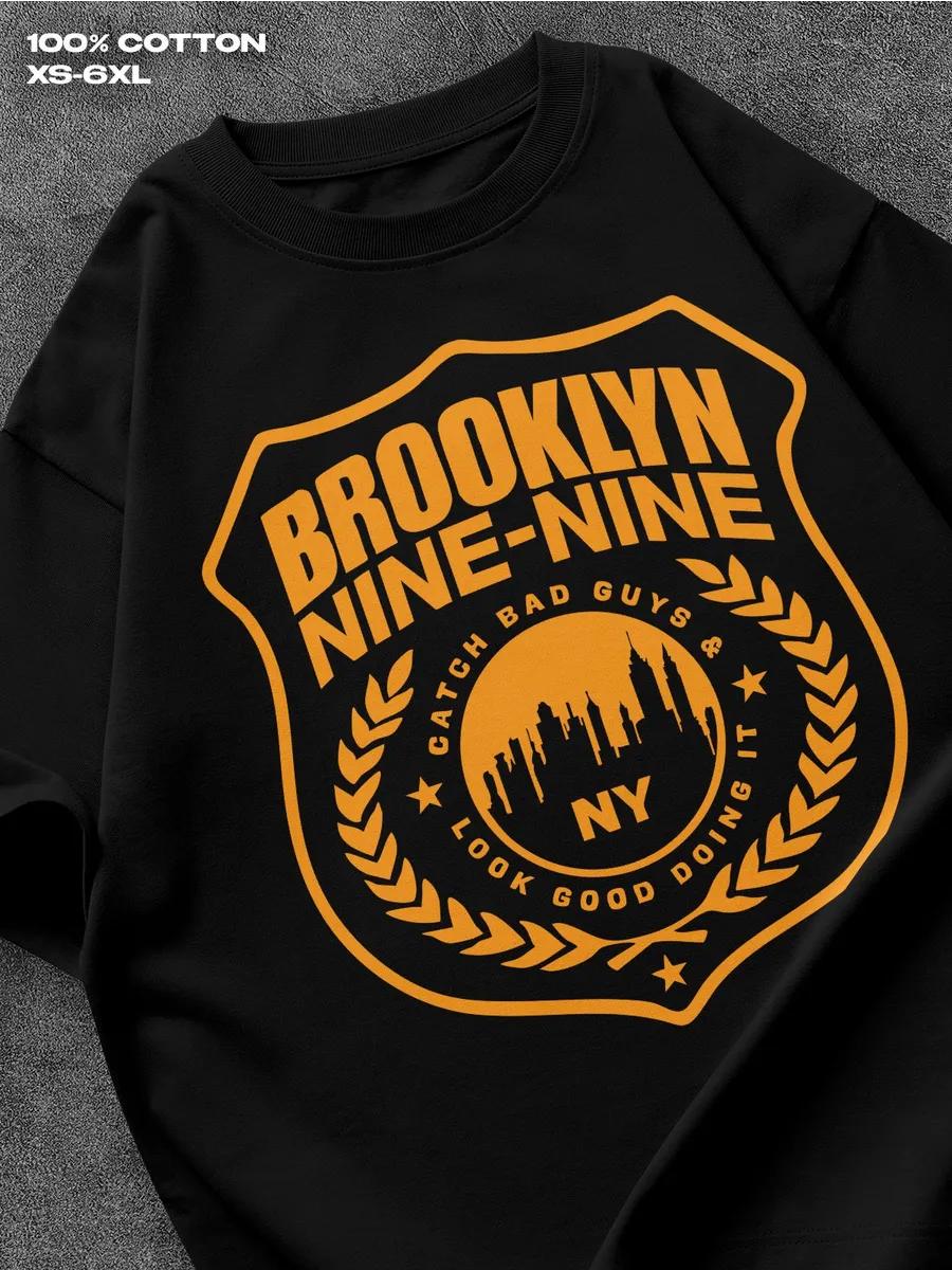 

black T‑shirt Brooklyn Nine‑Nine series Mens Tshirt Womens Tshirts with Letters Print Short Sleeves T-Shirt Casual Street Tee Shirt Top XL