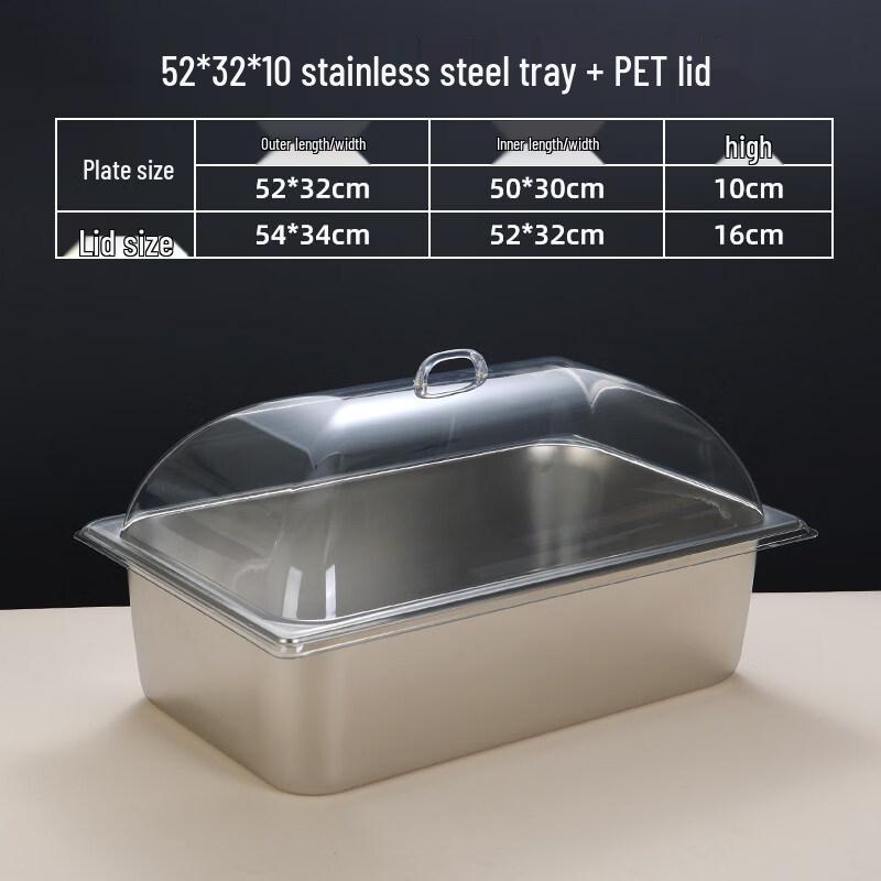 Youde 304 Stainless Steel Food Display Tray with Transparent Cover