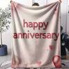 Happy Anniversary Throw Soft Flannel AC Blanket Lightweight Summer Nap Throw Cozy  Blanket for Sofa Bed Travel Home