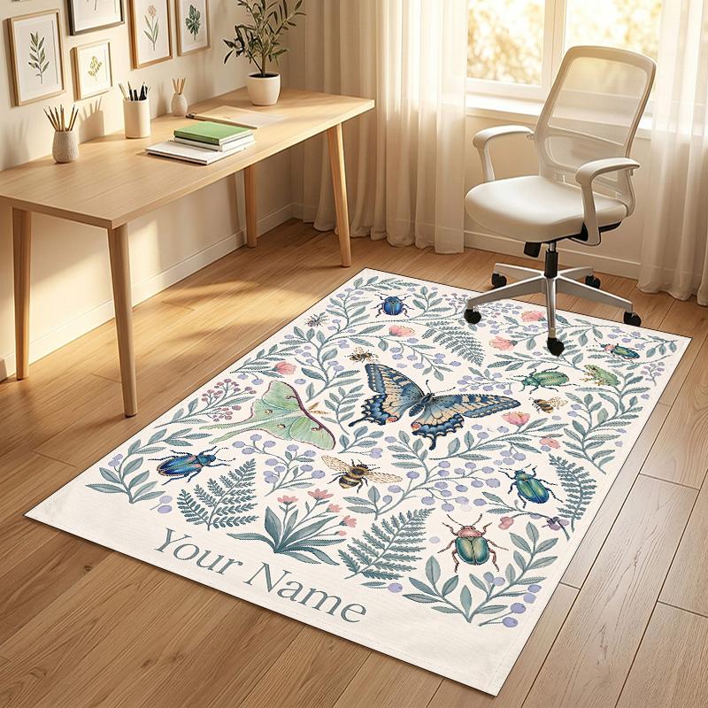 Native Art Theme Soft Crystal Velvet Rug Custom Name & Text Print Non Slip Floor Rug for Bedroom Living Room