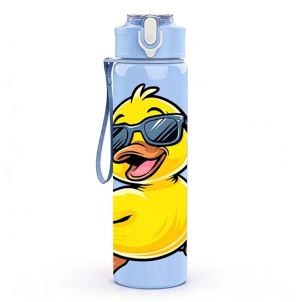 1PZ Occhiali da Sole Anatra Gialla 750ml Bottiglia d'Acqua Sportiva in Plastica Colorata Tappo Flip-Top Anti-Perdita Adatta per Sport Ufficio Uso Domestico