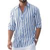 Men's Casual And Trendy Striped Shirt, Long-sleeved Top, Men's Lapel Button Cotton Shirt
