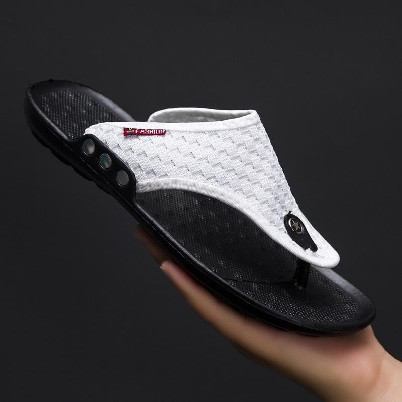 Slippers men's summer fashion leather soft-soled sandals green outdoor wading beach casual flip-flops