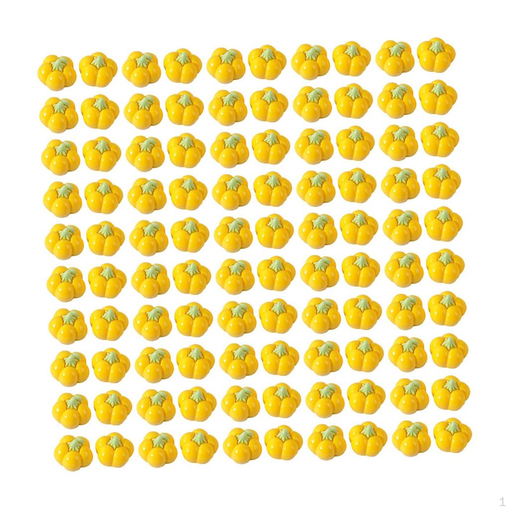 100 Pieces Resin Mini Pumpkin Embellishment Ornaments Miniature for DIY Craft Making