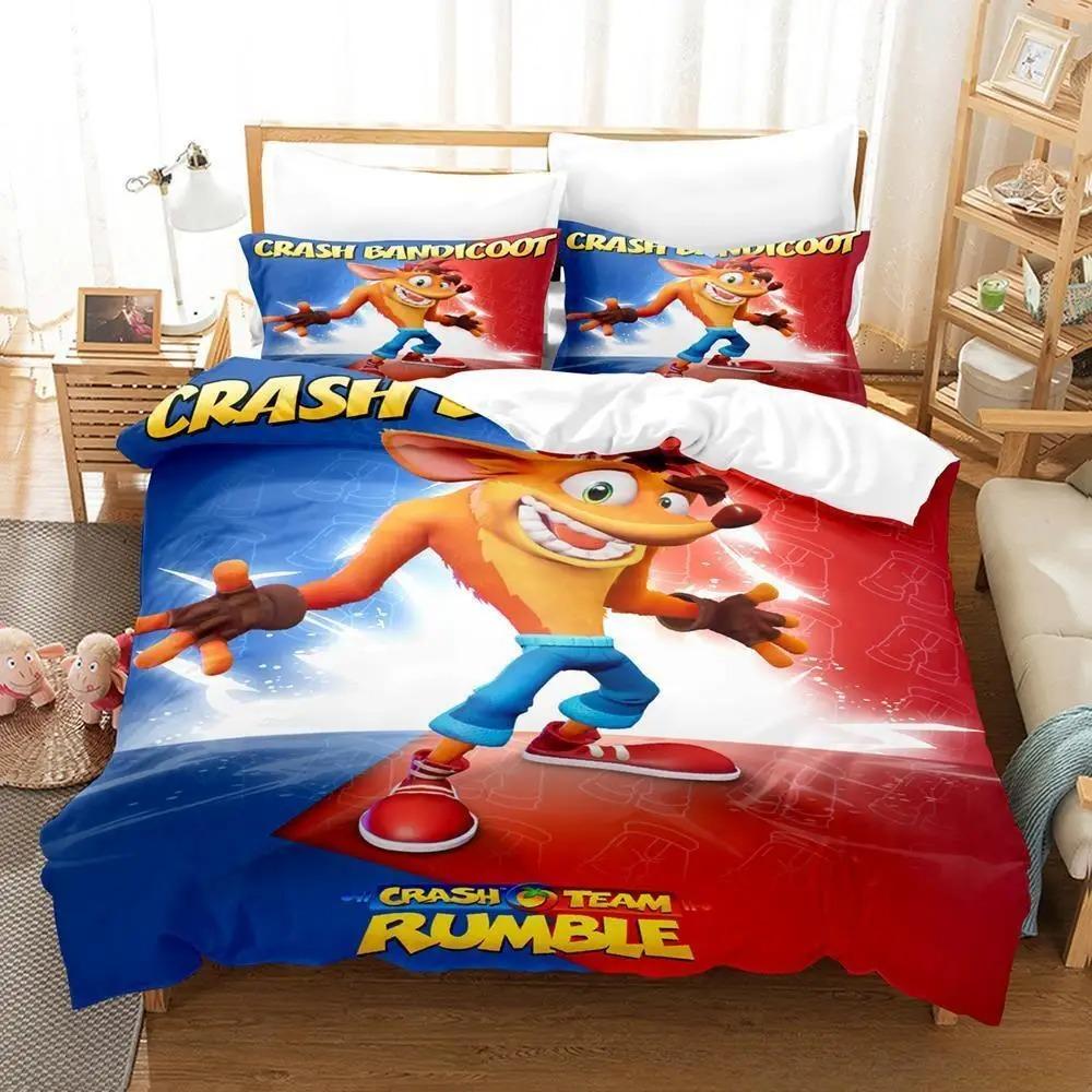 Crash Bandicoot Bedding Set Single Twin Full Queen King Size Bed Set Adult Kid Bedroom Duvet Cover Sets 3D Anime Bed Sheet Set