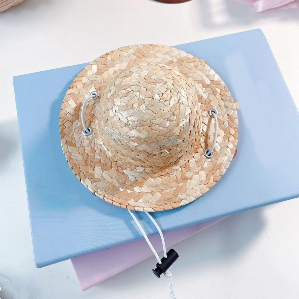 Pet Straw Hat Cute Pet Headwear Pet Sun Protection Straw Hats for Dogs Cats Mini Dog Beach Hat with Flower Cat Sun Hat for Small